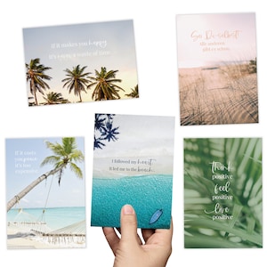 52 Postkarten Set: Sprüche Karten mit Meer Motiven. Kartenset als Motivation & Mutmacher Geschenk, Motivationskarten + Achtsamkeit im Alltag