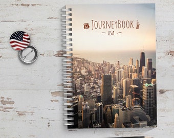 Reisetagebuch USA / Amerika mit kleinen Aufgaben & Reise-Zitaten - zum selberschreiben oder als Abschiedsgeschenk - JourneyBook