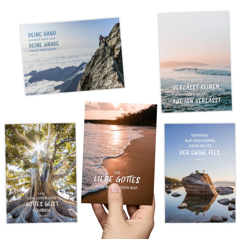 20 Postkarten Set: GLAUBEN mit christlichen Sprüchen oder Bibel-Zitaten 20x DIN A6, plastikfrei verpackt Bild 6
