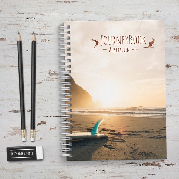 Reisetagebuch Australien, als Abschiedsgeschenk für Reise oder zum selber schreiben, mit spannenden Aufgaben - JourneyBook Reisejournal