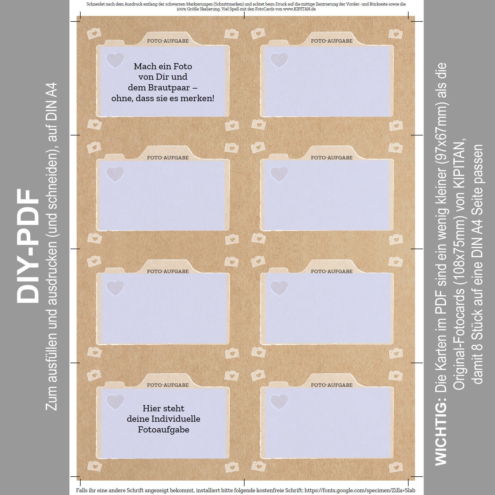 DIY Fotokarten - für eigene Fotoaufgaben zum ausfüllen, ausdrucken