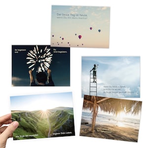 20 Postkarten Set: MOTIVATION mit Sprüchen und Zitaten – Jede Postkarte ein Spruch oder Zitat (20x DIN A6, plastikfrei verpackt aus DE)