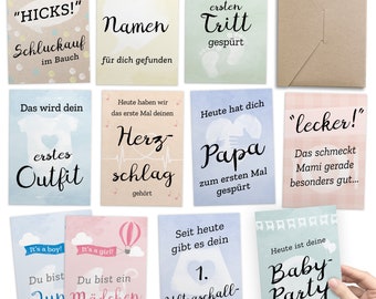 Schwangerschaft Geschenk: 30+1 Meilensteinkarten für Schwangere mit Tagebuch inkl. Geschenkbox (unisex, für Jungen und Mädchen, auf Deutsch)