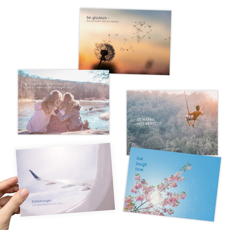 20 Postkarten Set: LEBEN mit Sprüchen und Zitaten Jede Postkarte ein Spruch oder Zitat 20x DIN A6, plastikfrei verpackt aus Deutschland Bild 4