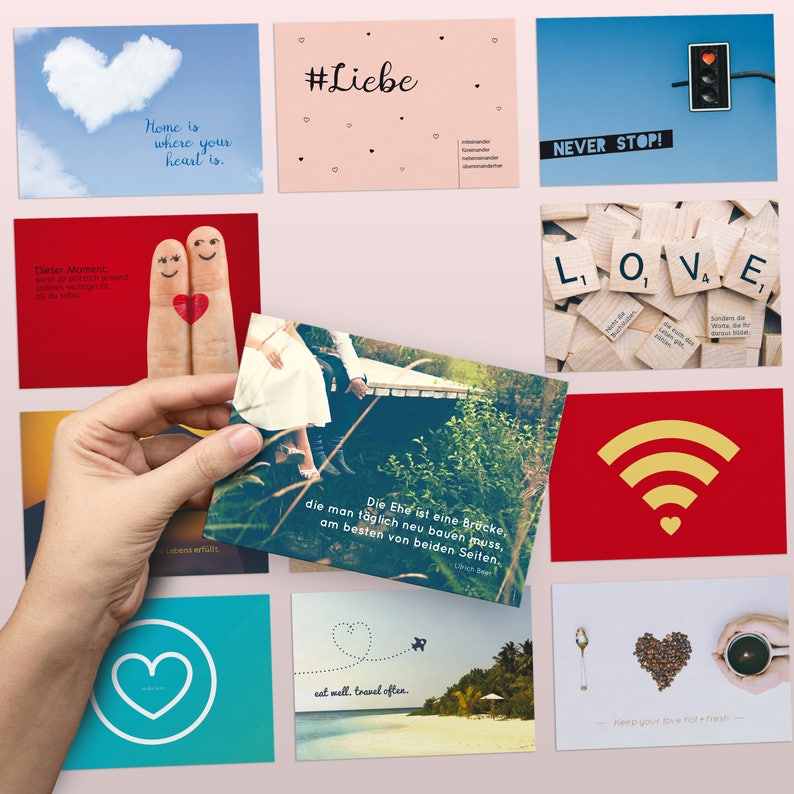 52 Postkarten für die Hochzeit als liebevoll gestaltetes Hochzeitsgeschenk/Hochzeitsspiel Ein Jahr lang für jede Woche eine Karte DIN A6 Bild 3