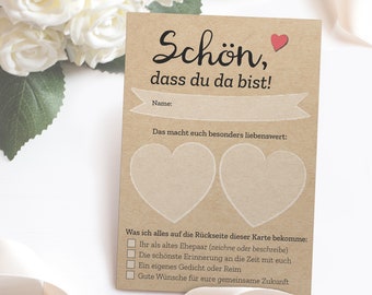 52 individuelle Postkarten: "Schön, dass du da bist" als Hochzeitsspiel oder Alternative zum Gästebuch