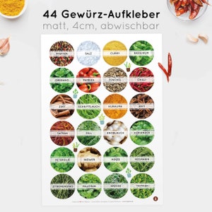 44x Gewürzetiketten/Gewürzaufkleber 4cm/40mm Runde Etiketten selbstklebende und abwischbare Sticker auf Papier 4 Blanco-Aufkleber Bild 3