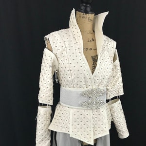 Adult Cream Beaded Jacket and Belt Inspired by Once Upon a Time Snow White Cosplay Costume