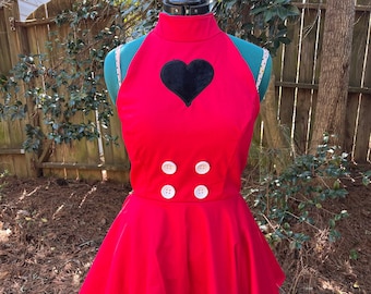 Custom Made Red and Black Heart Dapper Princess Dress Women’s Cosplay Costume Halter Top Valentine