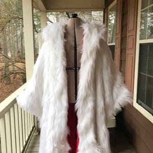 Once Upon a Time Inspired Cruella de Vil White Faux Fur Coat or Jacket with Tails