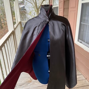 Reversible Satin Cosplay Cape or Cloak Black and Red