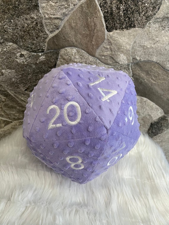 Handmade Embroidered D20 20 Sided Dice Textured Dot Plush Pillow or Stuffed Four Side Die Mens gift