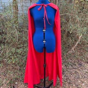 Basic Red Superhero Long Cape or Cloak With Ties for Costume or Cosplay