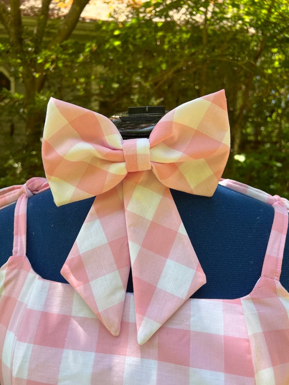 Women's Custom Adult Pink and White Gingham Check Doll 50s Style