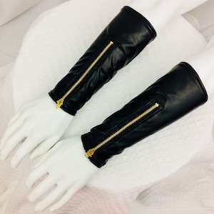 Black faux leather Scarlet witch inspired Gloves bracers or wrist covers costume cosplay