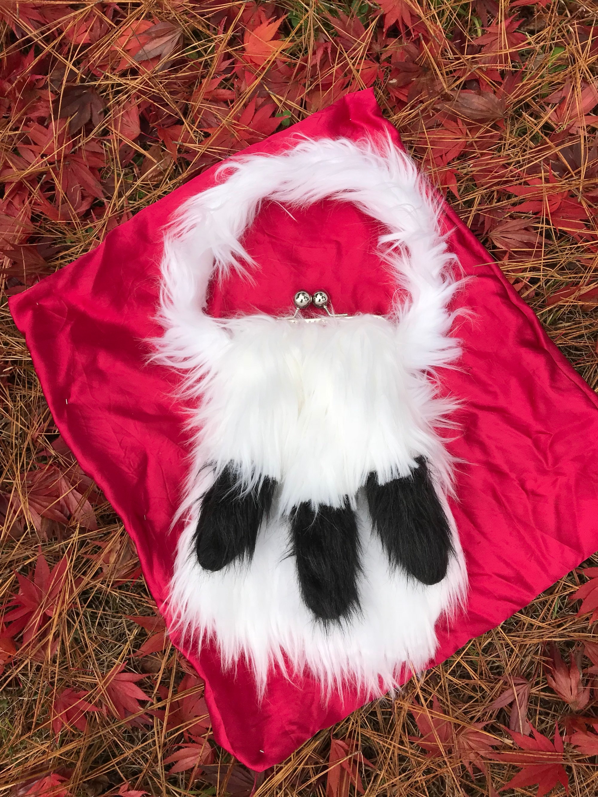 Dalmation Inspired Faux Fur Handbag or Purse With Dogtails and Kiss Lock Closure Etsy