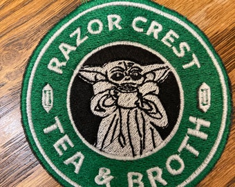 Embroidery SEW or IRON on Patch Drinking Tea Soup