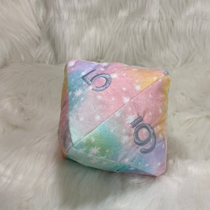 Handmade Embroidered D8 8 Sided Dice Plush Pillow or Stuffed Eight Side Die