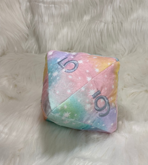 Handmade Embroidered D8 8 Sided Dice Plush Pillow or Stuffed Eight Side Die