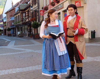 Adult Blue Peasant Village Dress Costume Cosplay inspired by Live Action Belle Beauty and the Beast Movie