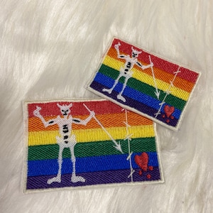 Embroidery SEW or IRON on Patch Blackbeard Pirate Pride Flag embroidered