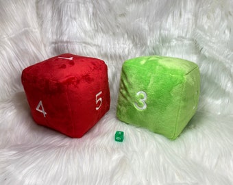 Handmade Embroidered D6 6 Sided Dice Plush Pillow or Stuffed Six Side Die Mens gift