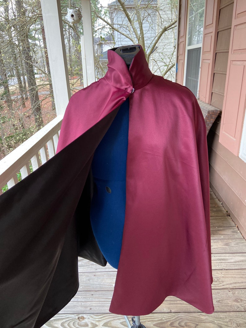 Reversible Satin Cosplay Cape or Cloak Black and Red Etsy