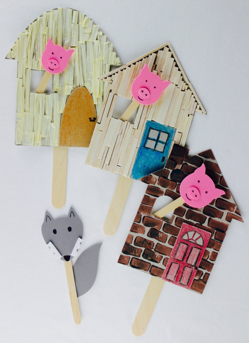 Three Little Pigs and Hansel and Gretel puppet art and craft kit for kids 