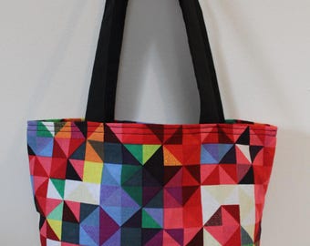 Bolso con estampado geométrico multicolor