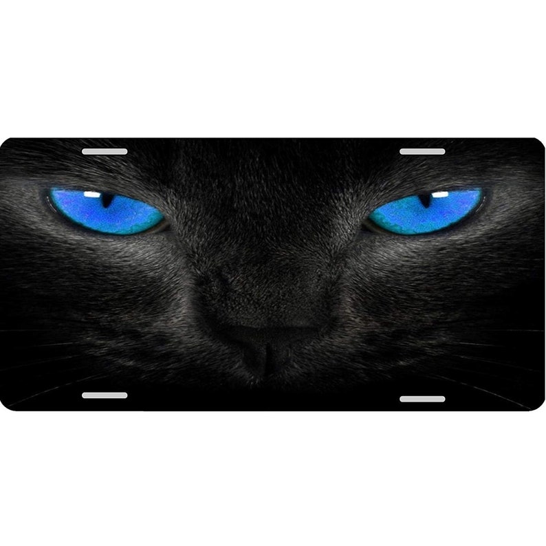 Automobilia License Plate Black Cat Eyes Custom Car Tag Novelty Plate Medalex Rs