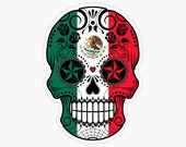 Sugar Skull Flag Of Mexico, Laptop Sticker Bottle Macbook Decal Style 268435