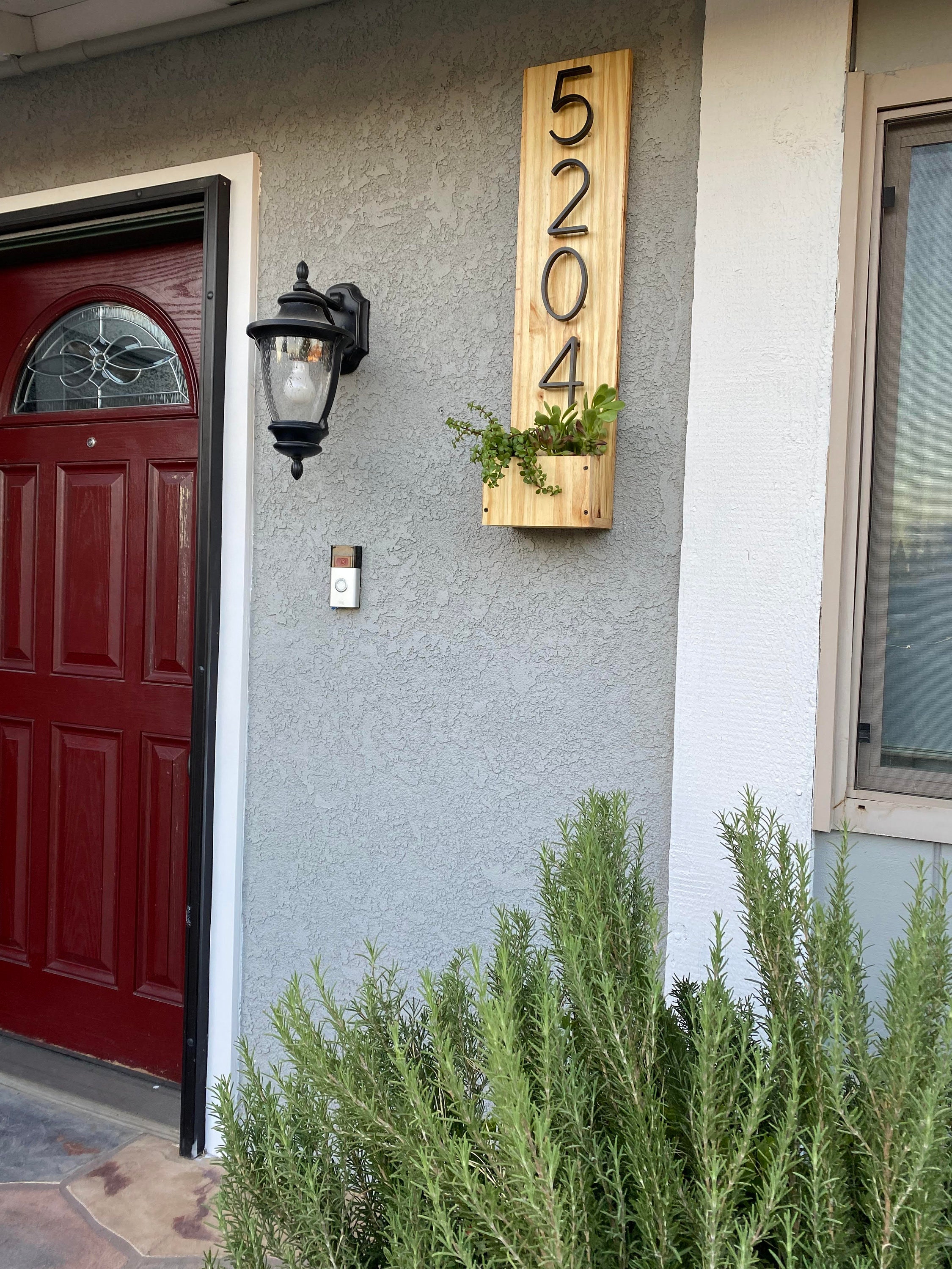 Modern Rustic House Numbers Address Sign With Planter | Etsy