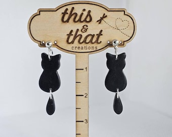Black Cat Dangle Earrings