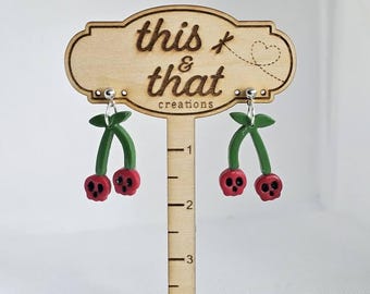 Skull Cherry Dangle Earrings