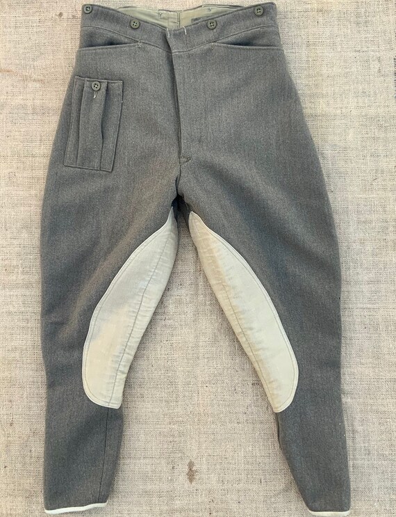 Vintage heavy wool khaki military motorcycle panta
