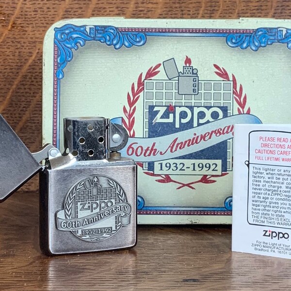 Genuine ZIPPO 60th Anniversary commemorative lighter presentation set 1992.