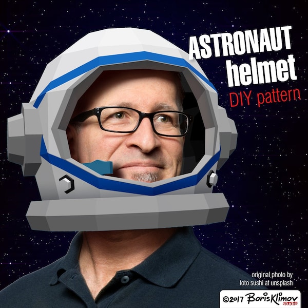 Astronaut helmet DIY 3d paper head mask pattern, digital layout