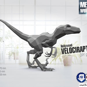 Velociraptor, DIY Metallschweißen Low Poly 3D Modell, digitales Schnittmuster .pdf .dxf