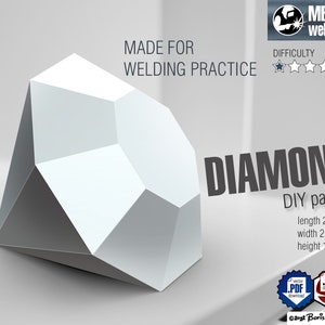 Diamond, DIY metal welding low poly 3d model, digital pattern .pdf, .dxf, .svg