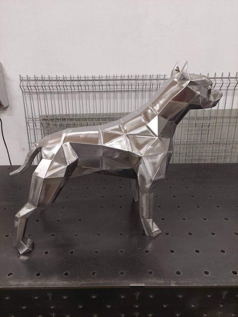 Pitbull DIY metal welding low poly 3d model digital pattern. PDF, dxf image 4