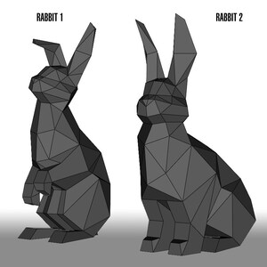 Rabbit and Bunny, Paper 3d Sculpture, DIY Layout Pattern. Decor Figures ...