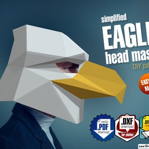 Eagle, berkut simple DIY 3d paper head mask pattern, digital layout.