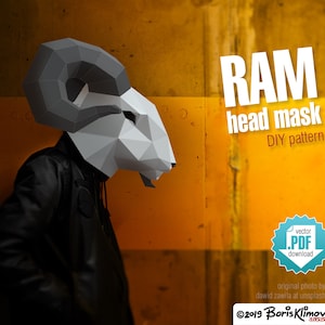 Ram DIY 3d paper head mask pattern, digital layout