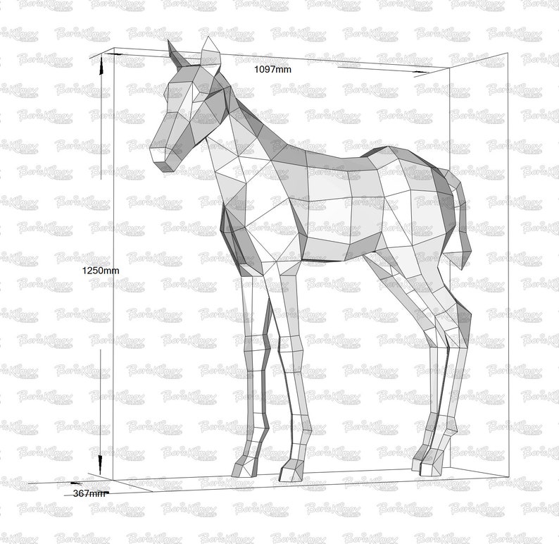Foal, a baby horse Weld it yourself with Digital plan for metal. Set of digital files include: .pdf scheme, .dxf CNC cutting. image 2