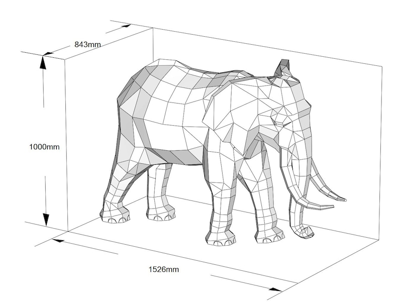 Elephant out of PAPER! Digital plan for making a real 3d paper model. Includes .pdf – scheme for printing image 2