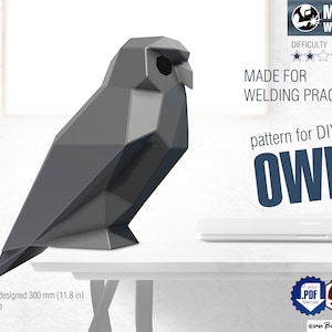 Owl sitting Weld it yourself with Digital plan for metal. Set of digital files include: .pdf scheme, .dxf CNC cutting. image 1