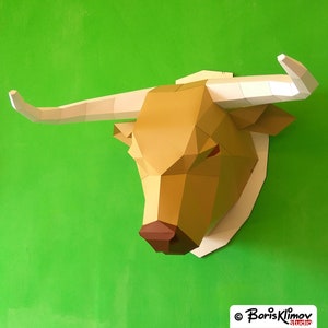 Bull Trophy Head 3d Model, DIY Layout, Pattern for Paper Craft. PDF for ...