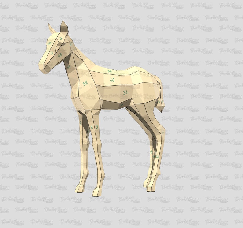 Foal, a baby horse Weld it yourself with Digital plan for metal. Set of digital files include: .pdf scheme, .dxf CNC cutting. image 6