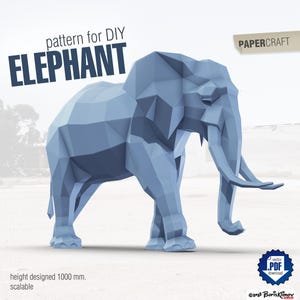 Elephant! Digital plan for making a real 3d paper model. Includes .pdf – scheme for printing