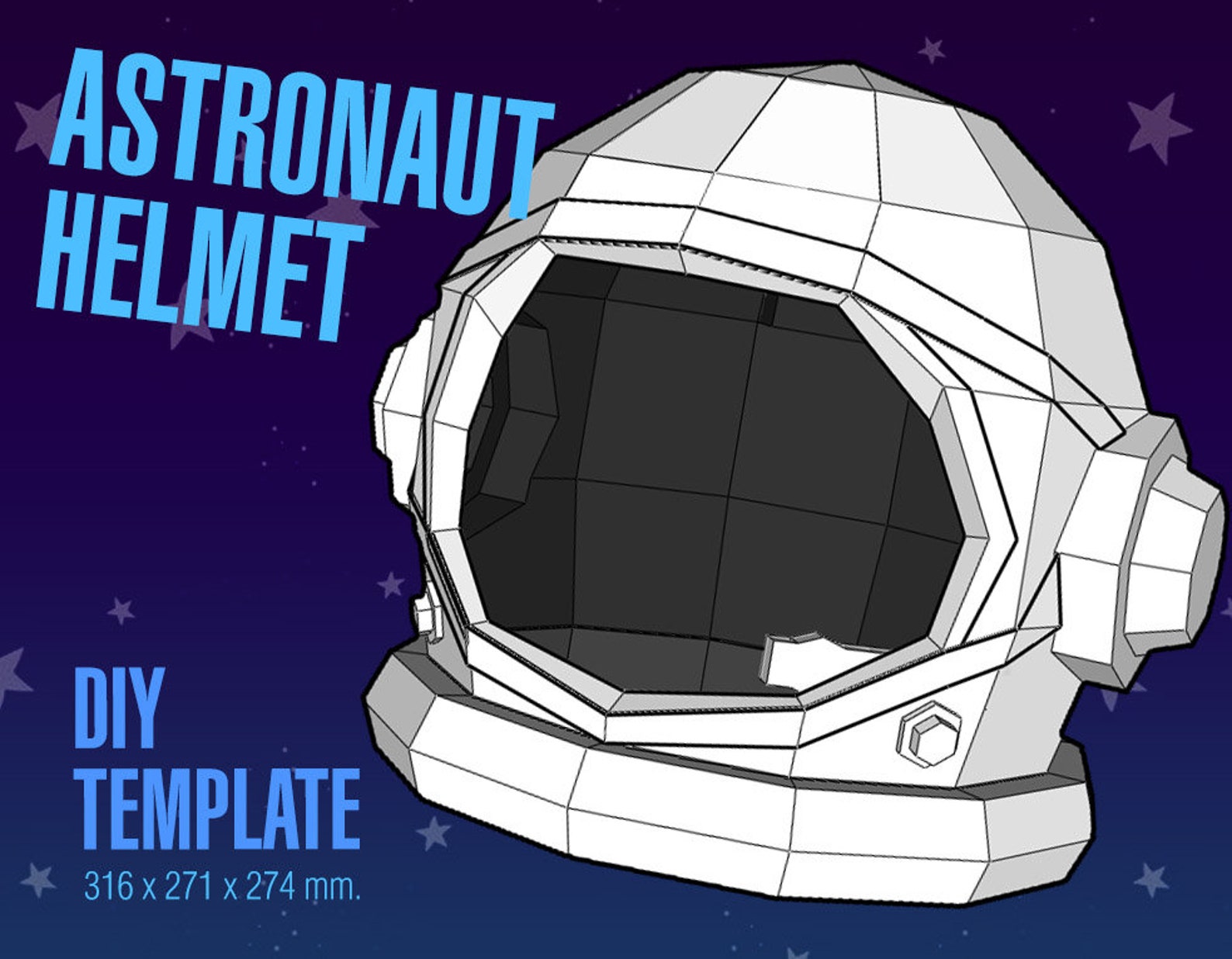 Astronaut helmet DIY 3d paper head mask pattern digital Etsy